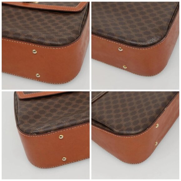 CELINE Macadam Canvas Hand Bag PVC Leather Brown Gold - Picture 15 of 15